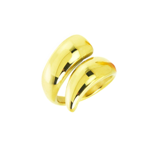 Double Double Drop Ring and Curbed Woman Golden Stainless Steel