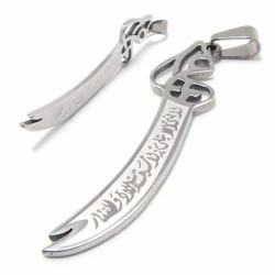 Pendentif homme acier inox épée sabre religion perse islam chaine boule