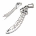 Colgante de acero inoxidable para hombre espada sable religión persia islam cadena de bolas