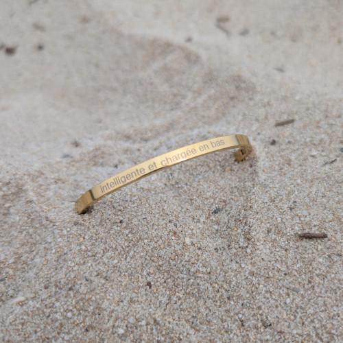 Braccialetto della donna per donna ADO oro in acciaio inossidabile - Inciso intelligente ref e basso basso bilouki