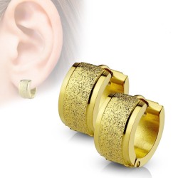 Paire large boucles d'oreilles femme homme acier bandeau effet sablé