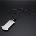 Pendant and Chain for Men Geometric Plate Stainless Steel Brushed Black Color
