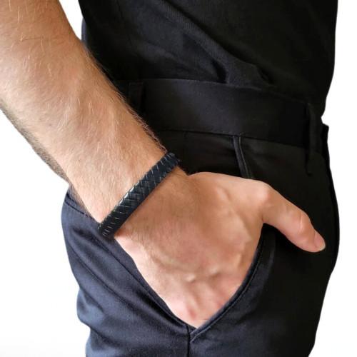 Men's braided leather bracelet and elegant...