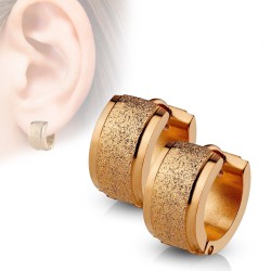 Paire large boucles d'oreilles femme homme acier bandeau effet sablé