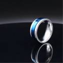 Man Ring Stainless Steel Blue Edges Silver Color - Spin Rotary Stress Ring