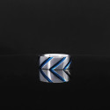 Bague Anneau de Fiançailles Homme Titane Brûlures Bleues