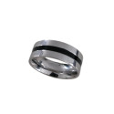 Bague Anneau de fiançailles Homme Acier Inoxydable Bicolore Bande Centrale Noire