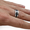 Men's ring ring for two-tone stainless steel central band black