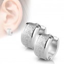 Paire large boucles d'oreilles femme homme acier bandeau effet sablé