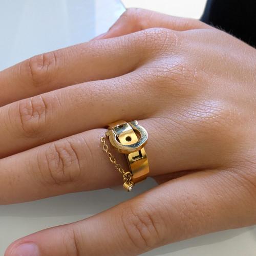 Customizable Gold Steel Gold Steel Gold Steel Belt Ring-Chain Chain Ring