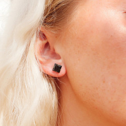 Coppia di orecchini da uomo ADO AD AD Asta Stain Acciaio Chiusura quadrata Zircone Diame diametro nero per 3 mm a 10mm 2