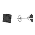 Pendientes de acero para hombres y mujeres cuadrados | Negro de circonio