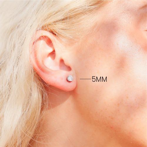 Boucles d'Oreilles Ronde Blanche Pour Femme Adolescent et Tige Fermoir Poussette Acier Zircon Diams