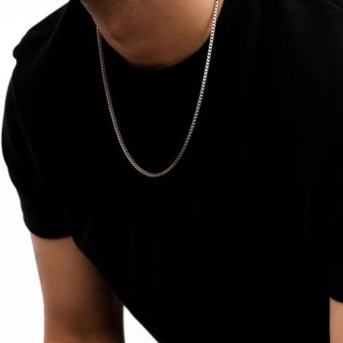 Collar de cadena para hombres Malla veneciana de acero inoxidable 55 cm 4 mm