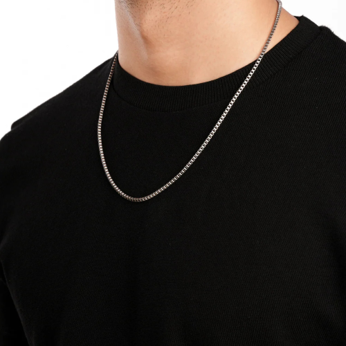 Chain Necklace Men Stainless Steel Venetian Mesh 55cm 4mm