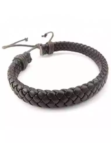 Verstellbares Armband aus geflochtenem braunem Leder für Damen und Herren, 18 bis 23 cm