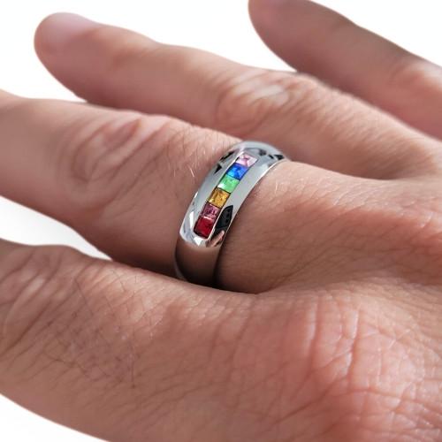 Man Man Man Steel Wedding Ring Gay Lesbian Engagement Ring
