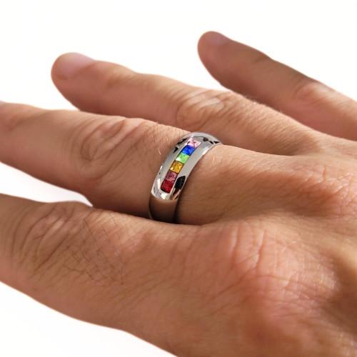 Man Ring for Man Steel Wedding Ring Gay Lesbian Engagement Ring