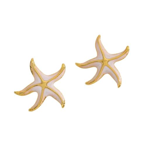 Paire de Boucles D’oreilles Étoile de Mer Pour Femme Adolescente en Acier Inoxydable Or