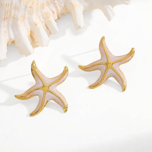 Starfish earrings for teenage woman in gold stainless steel