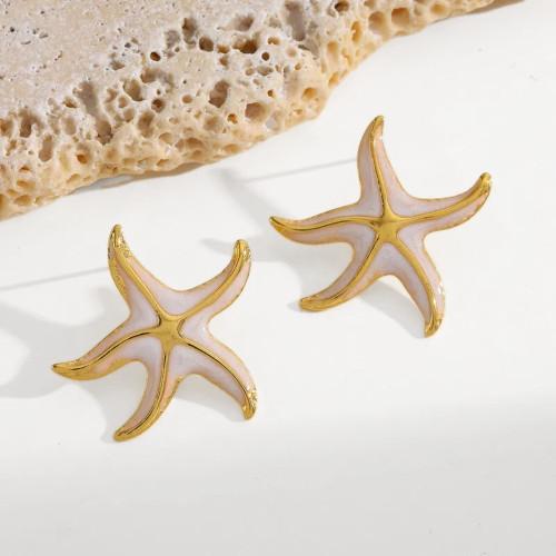 Boucles D’oreilles Étoile de Mer Pour Femme Adolescente en Acier Inoxydable Or pour aller à la plage
