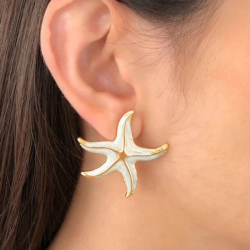 Pendientes de estrellas de mar para mujer adolescente en acero inoxidable de oro
