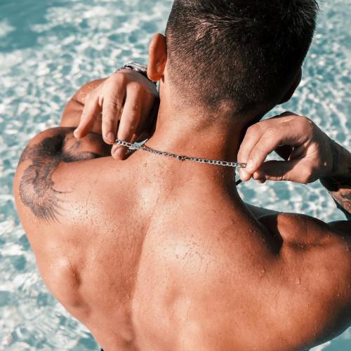 Chaine collier pour homme en acier inoxydable maille figaro 5mm 60cm