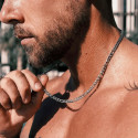 Chaine collier homme en acier inoxydable maille figaro 5mm 60cm