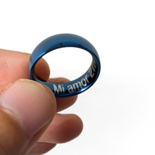Anello di Fiançailles Donna Uomo Coupling in acciaio inossidabile Collettore blu 6mm personnalisato