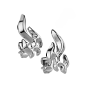 Boucles d'Oreilles en Forme de Flamme et Tige Fermoir Poussette Acier Inoxydable Argent