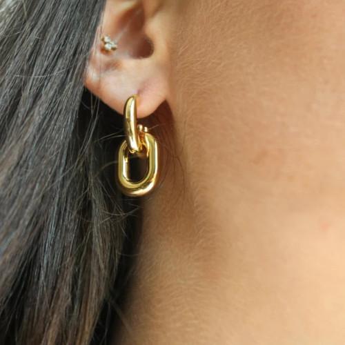 Boucles D’oreilles pour Femme Maillons Enlacés en Acier Inoxydable Or - Clous d'Oreilles Glamour