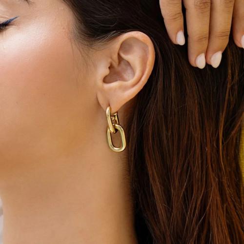 Orecchini da donna stancando in acciaio inox oro - chiodi per orecchio glamour