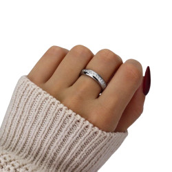 Bague alliance éternel femme homme acier et pierre blanche mariage 6mm