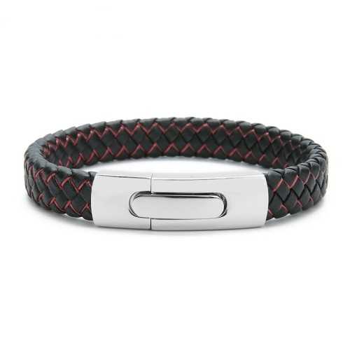 BRACELET GOURMETTE POUR HOMME EN VERITABLE CUIR ET FERMOIR ACIER 316L PROMO NEUF