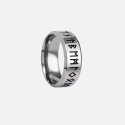 Anillo de acero inoxidable negro grabado Alfabeto Runic - Anillo de hombre Viking Valhalla