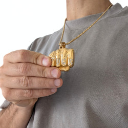 Fick ficken Faust Anhänger Halskette Goldene goldene Männer Goldener Stahl enthalten
