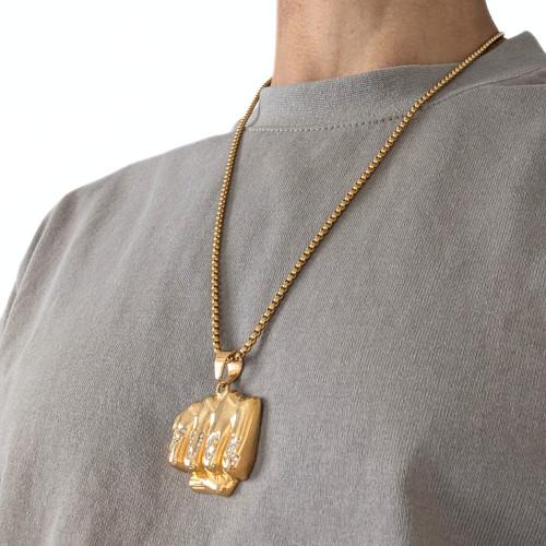 Fuck Fuck Fuck Pendiente collar colgante para hombres de acero inoxidable Oro - Cadena incluida