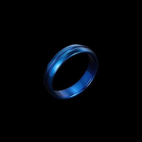 Anello da uomo in acciaio inox Gloove a banda centrale Band Blue - Anello personalizzabile