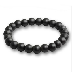 Bracelet élastique homme femme ado perles noires mates 8mm 18cm