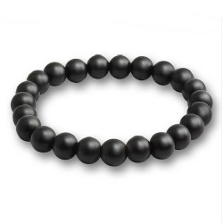Pulsera elastica hombre mujer joven perlas negro mate 8mm 18cm
