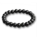 Bracciale elastico uomo donna teen nero opaco perline 8mm 18cm