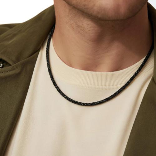 Collar de cadena para hombre y mujer en cuero...