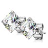 Paar Ohrringe für Männer ADO ROD CLASP STEEL SQUARE Zirkon Neuve White-Durchmesser Durchmesser 5mm 8mm ..