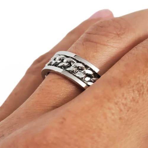 Anillo de acero encadenado antiestrés: Un anillo de compromiso