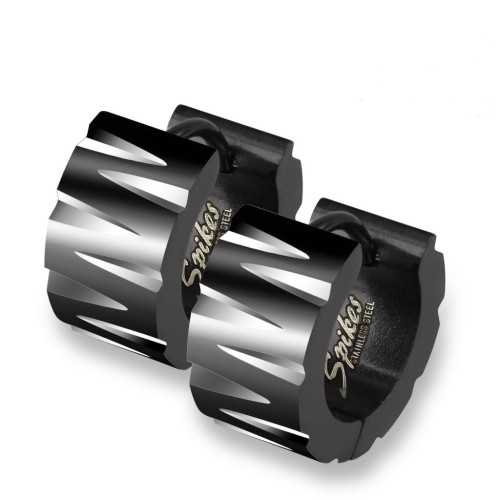 PAR DE PENDIENTES PARA HOMBRES ADOLESCENTES ACERO SÓLIDO NEGRO TRIBAL STRIE GRANDE NUEVO 2124