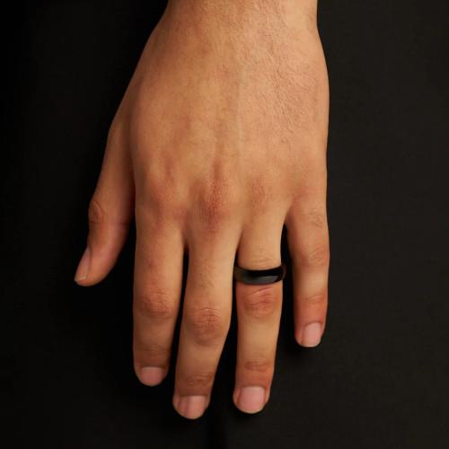 Alianza Mujer Hombre Cerámica Half Campamento Boda en Cerámica Negra 6mm