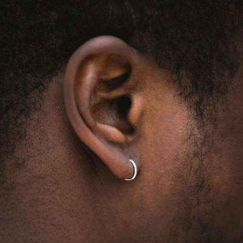 Black Creole Earring Stainless Steel Man