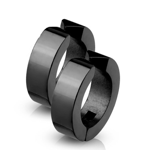 Boucles d'Oreilles pour Homme en Acier Toutes Noires Pour Oreille Non Percée sans trou