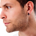 All black steel man earrings for non-pierced ear without hole