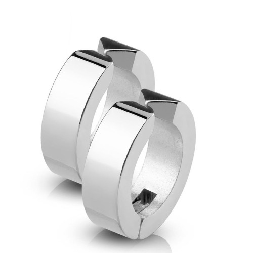 Fake pair of steel men's hoop earrings with clip